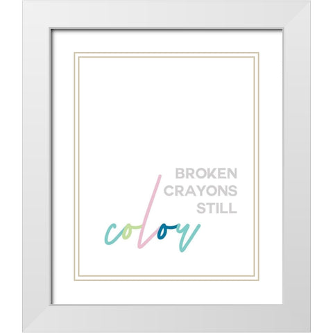 Broken Crayons White Modern Wood Framed Art Print with Double Matting by Straatsma, Leah