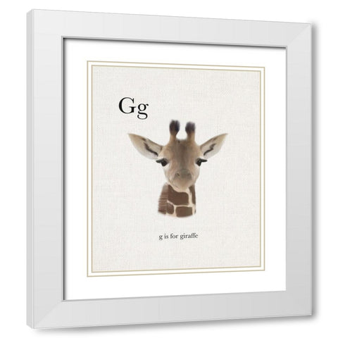 G is for Giraffe White Modern Wood Framed Art Print with Double Matting by Straatsma, Leah