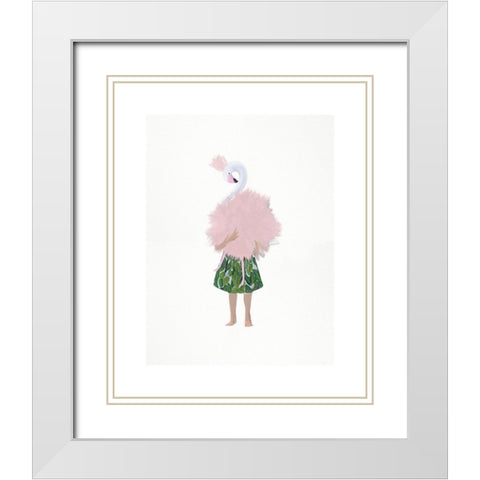 Flamingo Girl White Modern Wood Framed Art Print with Double Matting by Straatsma, Leah