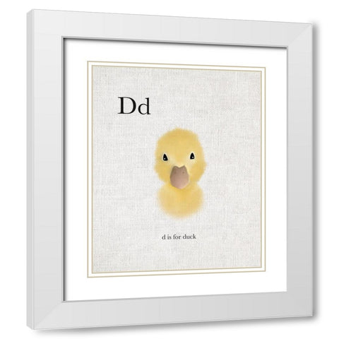 D is for Duck White Modern Wood Framed Art Print with Double Matting by Straatsma, Leah