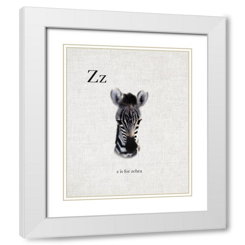 Z is for Zebra White Modern Wood Framed Art Print with Double Matting by Straatsma, Leah