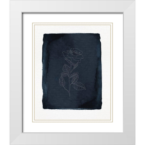 Blue Floral 3 White Modern Wood Framed Art Print with Double Matting by Straatsma, Leah