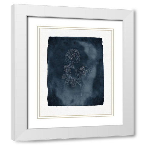Blue Floral 2 White Modern Wood Framed Art Print with Double Matting by Straatsma, Leah