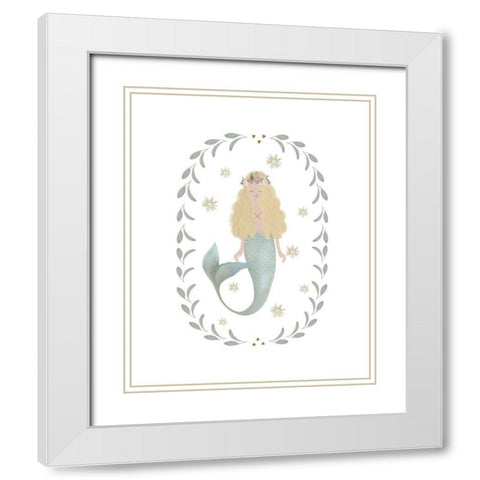 Mermaid Garland White Modern Wood Framed Art Print with Double Matting by Straatsma, Leah