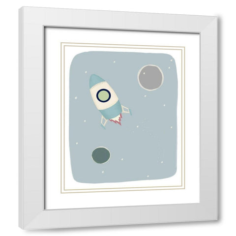 Rocket Ship White Modern Wood Framed Art Print with Double Matting by Straatsma, Leah