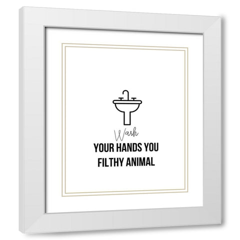Wash Hands Animal White Modern Wood Framed Art Print with Double Matting by Straatsma, Leah