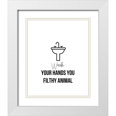 Wash Hands Animal White Modern Wood Framed Art Print with Double Matting by Straatsma, Leah