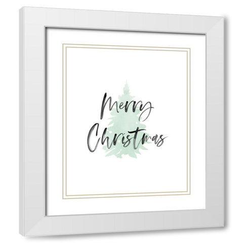 Merry Christmas White Modern Wood Framed Art Print with Double Matting by Straatsma, Leah