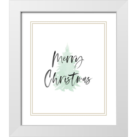 Merry Christmas White Modern Wood Framed Art Print with Double Matting by Straatsma, Leah