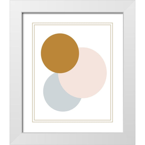 Jewel Abstract Circles White Modern Wood Framed Art Print with Double Matting by Straatsma, Leah