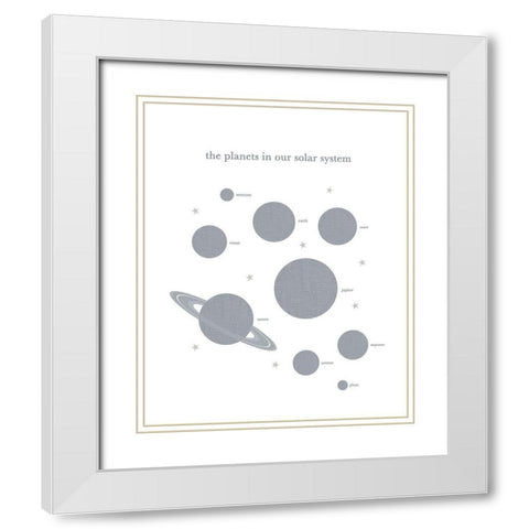 Planets in Solar System White Modern Wood Framed Art Print with Double Matting by Straatsma, Leah