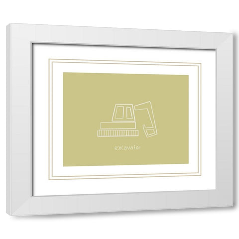 Excavator White Modern Wood Framed Art Print with Double Matting by Straatsma, Leah