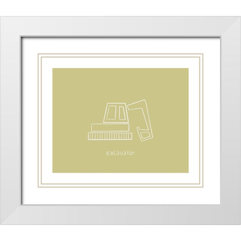 Excavator White Modern Wood Framed Art Print with Double Matting by Straatsma, Leah