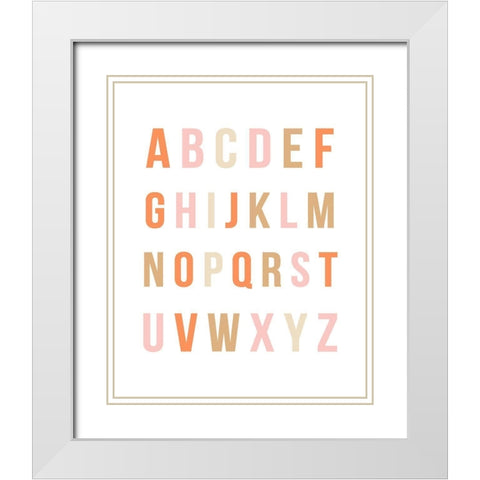 Sunset Rainbow Alphabet White Modern Wood Framed Art Print with Double Matting by Straatsma, Leah