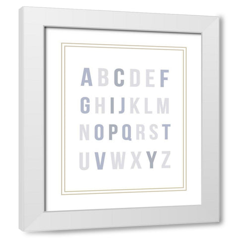 Blue Rainbow Alphabet White Modern Wood Framed Art Print with Double Matting by Straatsma, Leah