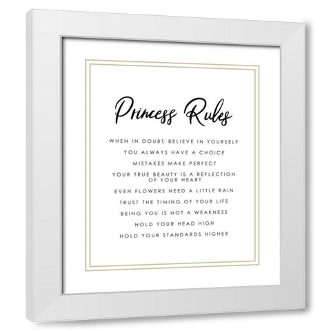 Princess Rules Black White White Modern Wood Framed Art Print with Double Matting by Straatsma, Leah