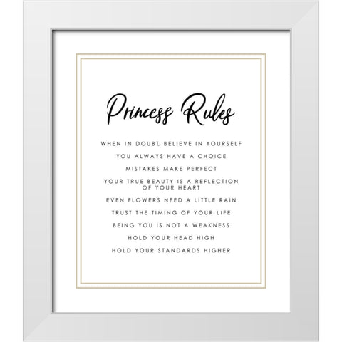 Princess Rules Black White White Modern Wood Framed Art Print with Double Matting by Straatsma, Leah