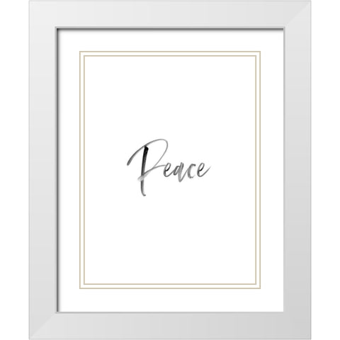Peace White Modern Wood Framed Art Print with Double Matting by Straatsma, Leah