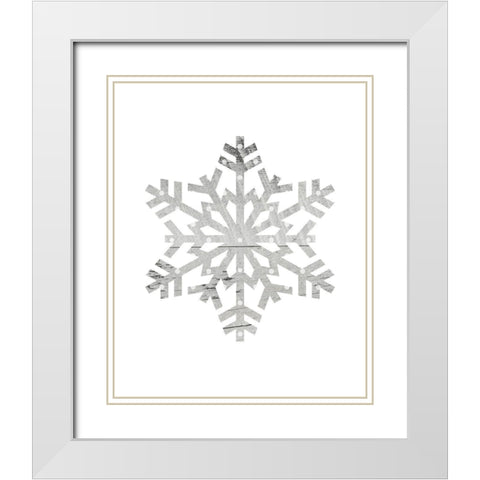 Wooden Snowflake Polka 1 White Modern Wood Framed Art Print with Double Matting by Straatsma, Leah