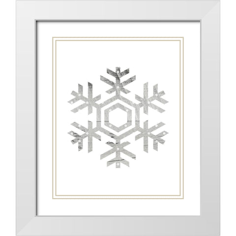 Wooden Snowflake Polka 2 White Modern Wood Framed Art Print with Double Matting by Straatsma, Leah