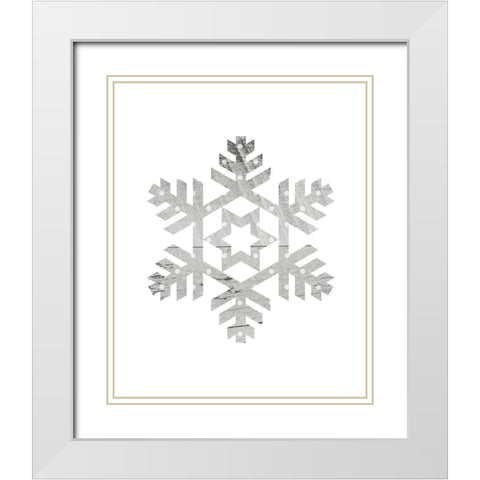 Wooden Snowflake Polka 3 White Modern Wood Framed Art Print with Double Matting by Straatsma, Leah