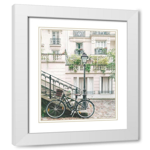 Bicylce in Paris White Modern Wood Framed Art Print with Double Matting by Straatsma, Leah