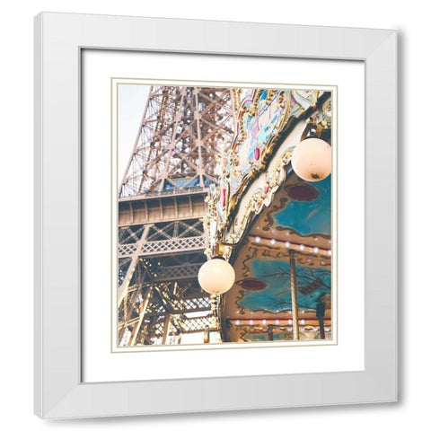 Eiffel Tower and Carousel White Modern Wood Framed Art Print with Double Matting by Straatsma, Leah