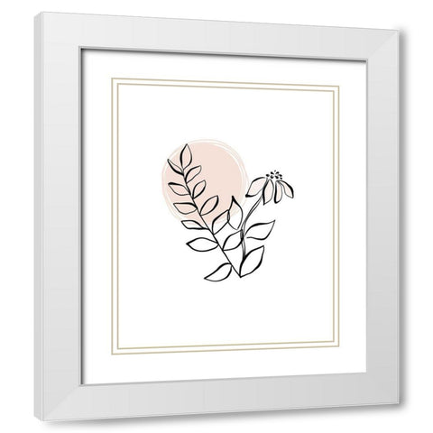 Line Drawing Florals Blush White Modern Wood Framed Art Print with Double Matting by Straatsma, Leah