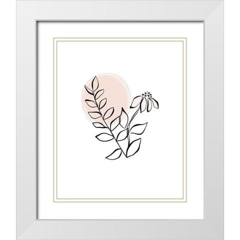 Line Drawing Florals Blush White Modern Wood Framed Art Print with Double Matting by Straatsma, Leah