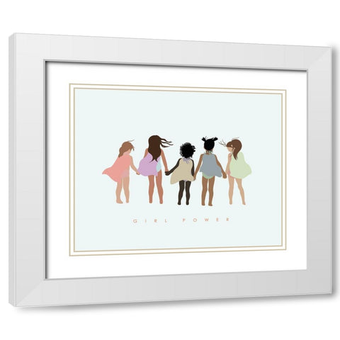 Girl Power with Capes White Modern Wood Framed Art Print with Double Matting by Straatsma, Leah