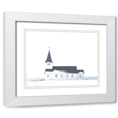 White Winter Church White Modern Wood Framed Art Print with Double Matting by Straatsma, Leah