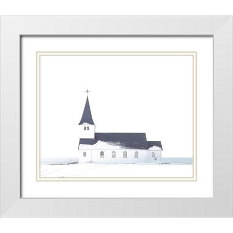 White Winter Church White Modern Wood Framed Art Print with Double Matting by Straatsma, Leah