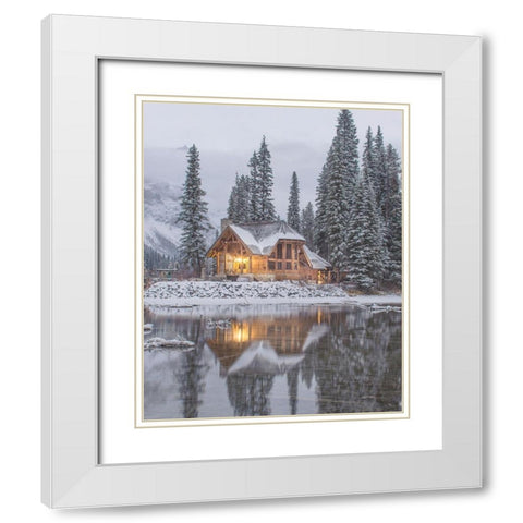 Winter Cabin White Modern Wood Framed Art Print with Double Matting by Straatsma, Leah