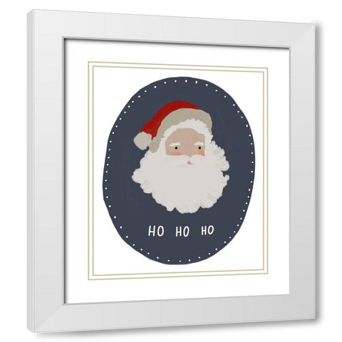 Santa HO HO HO White Modern Wood Framed Art Print with Double Matting by Straatsma, Leah