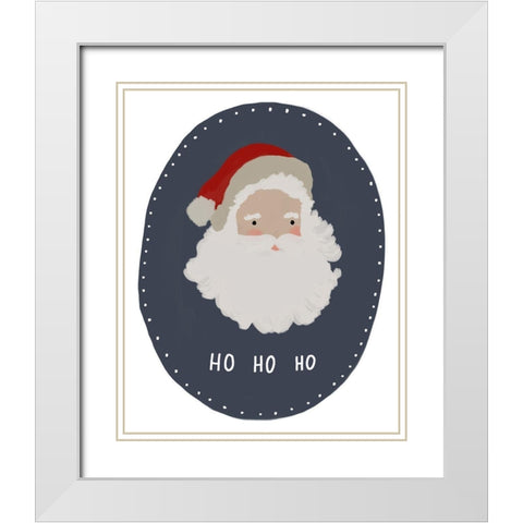 Santa HO HO HO White Modern Wood Framed Art Print with Double Matting by Straatsma, Leah