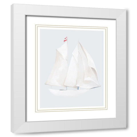 Sailboat Blue White Modern Wood Framed Art Print with Double Matting by Straatsma, Leah
