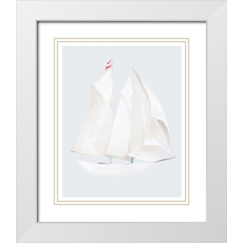 Sailboat Blue White Modern Wood Framed Art Print with Double Matting by Straatsma, Leah