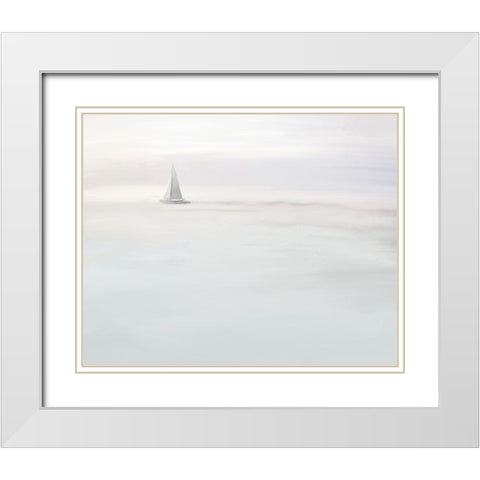 Solitary Sailboat White Modern Wood Framed Art Print with Double Matting by Straatsma, Leah