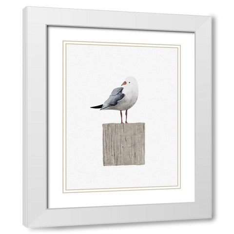 Happy Seagull White Modern Wood Framed Art Print with Double Matting by Straatsma, Leah