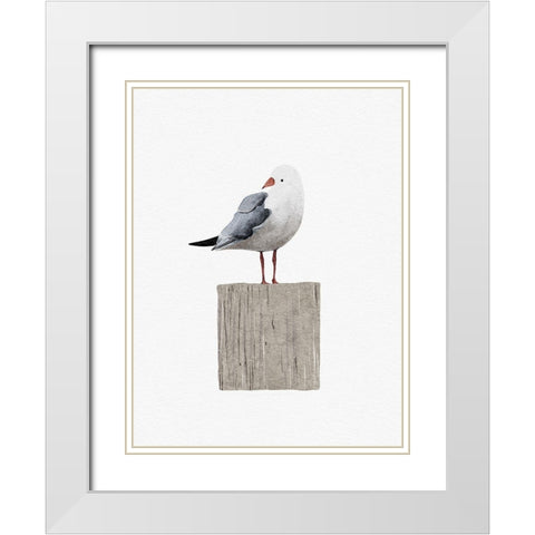 Happy Seagull White Modern Wood Framed Art Print with Double Matting by Straatsma, Leah