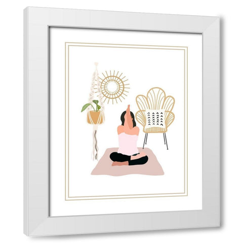 Calming Yoga White Modern Wood Framed Art Print with Double Matting by Straatsma, Leah