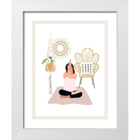 Calming Yoga White Modern Wood Framed Art Print with Double Matting by Straatsma, Leah