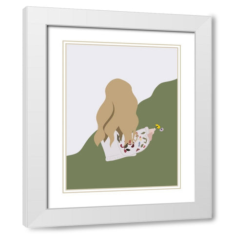 Boho Girl with Florals White Modern Wood Framed Art Print with Double Matting by Straatsma, Leah