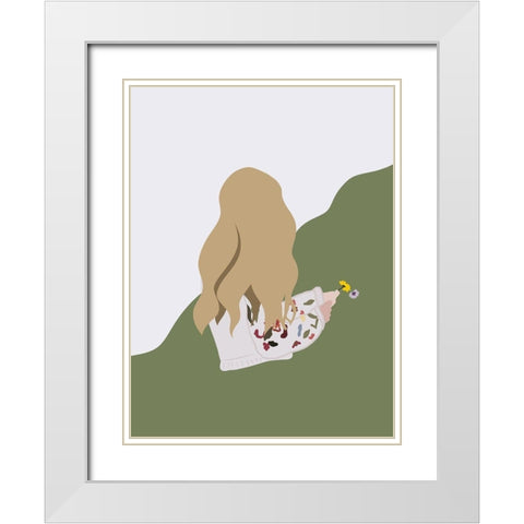 Boho Girl with Florals White Modern Wood Framed Art Print with Double Matting by Straatsma, Leah