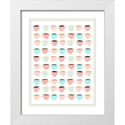 Coffee Mug Pattern White Modern Wood Framed Art Print with Double Matting by Straatsma, Leah
