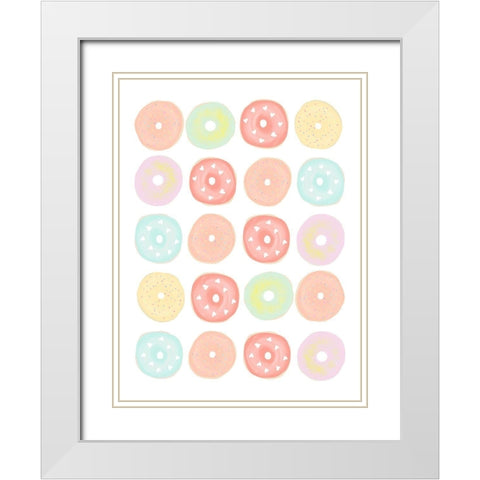 Delicious Donuts White Modern Wood Framed Art Print with Double Matting by Straatsma, Leah