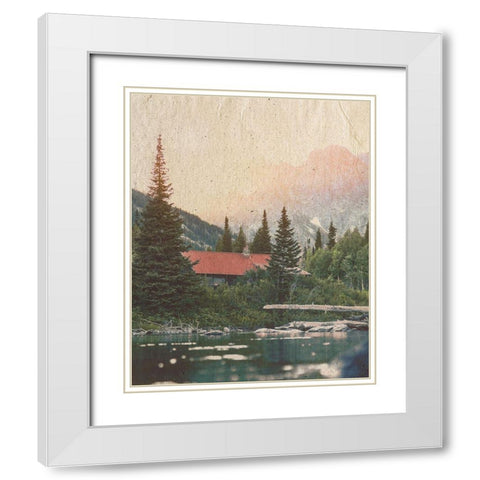 Cabin Scene White Modern Wood Framed Art Print with Double Matting by Straatsma, Leah