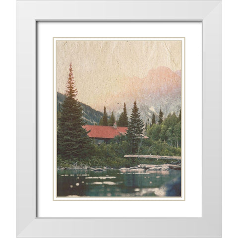 Cabin Scene White Modern Wood Framed Art Print with Double Matting by Straatsma, Leah