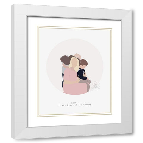 Mom Heart Family White Modern Wood Framed Art Print with Double Matting by Straatsma, Leah