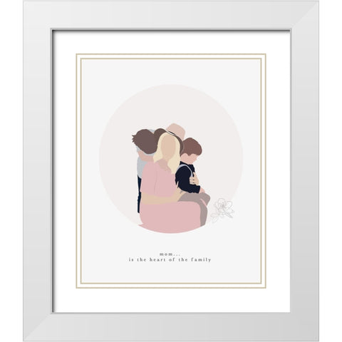 Mom Heart Family White Modern Wood Framed Art Print with Double Matting by Straatsma, Leah